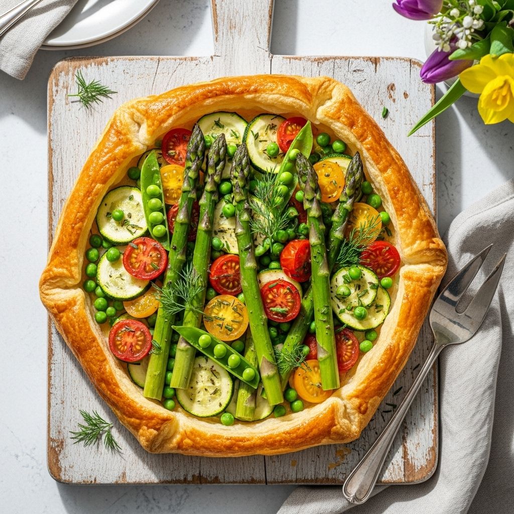 Cheese, prosciutto, asparagus, and peas unite in a crisp, garden-fresh creation.