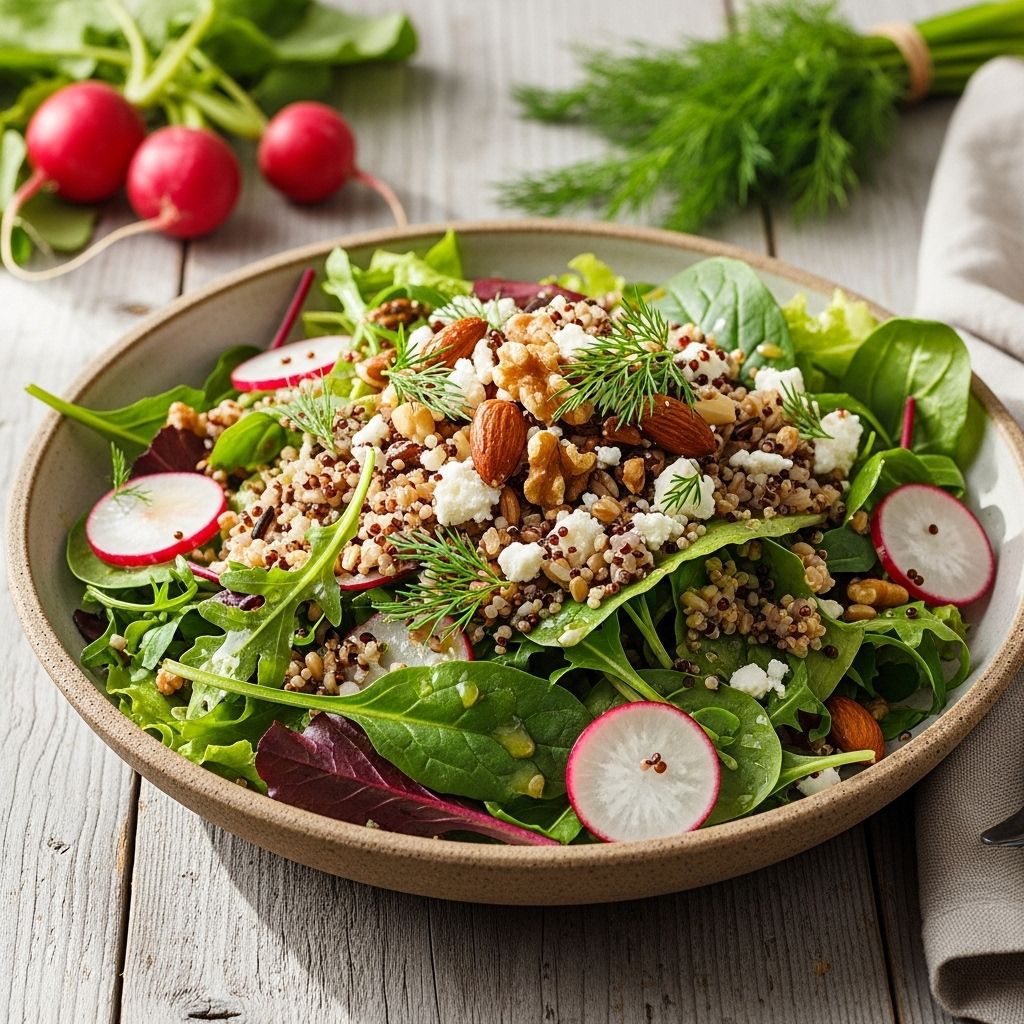 Vibrant veggies and a nutty base deliver a crisp, colorful offering for seasonal menus.