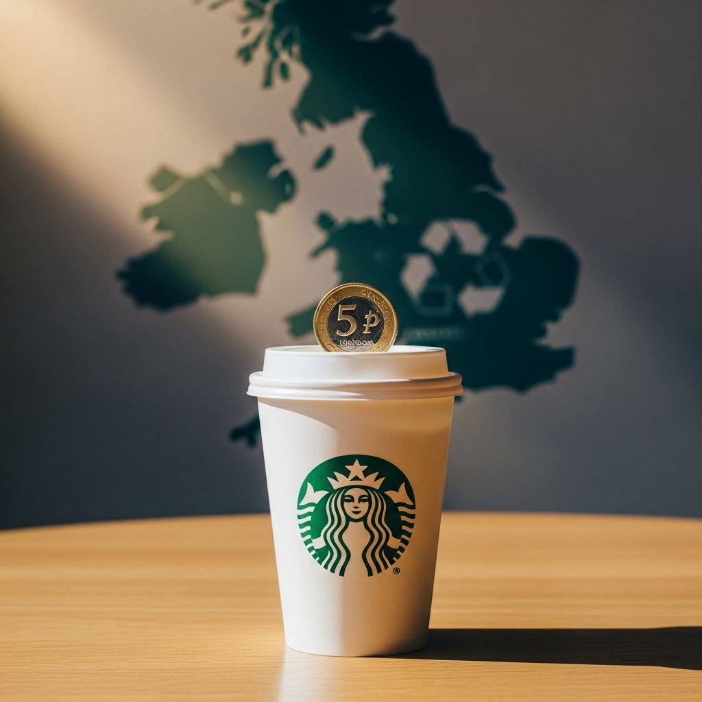 With a 5p surcharge, Starbucks UK aims to curb disposable cup use and promote sustainable, reusable alternatives.
