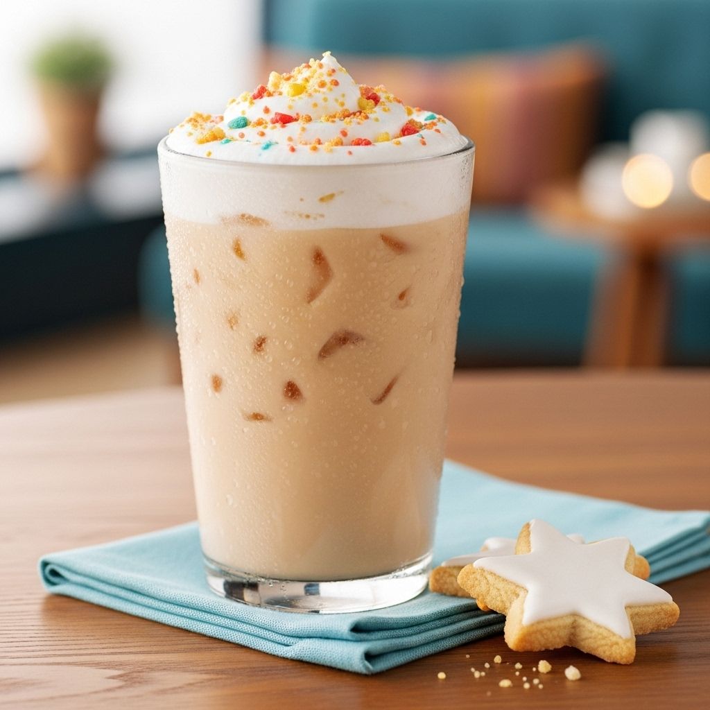 A comprehensive guide to Starbucks' festive Iced Sugar Cookie Almond Milk Latte: nutrition facts, health insights, and expert-approved tips.