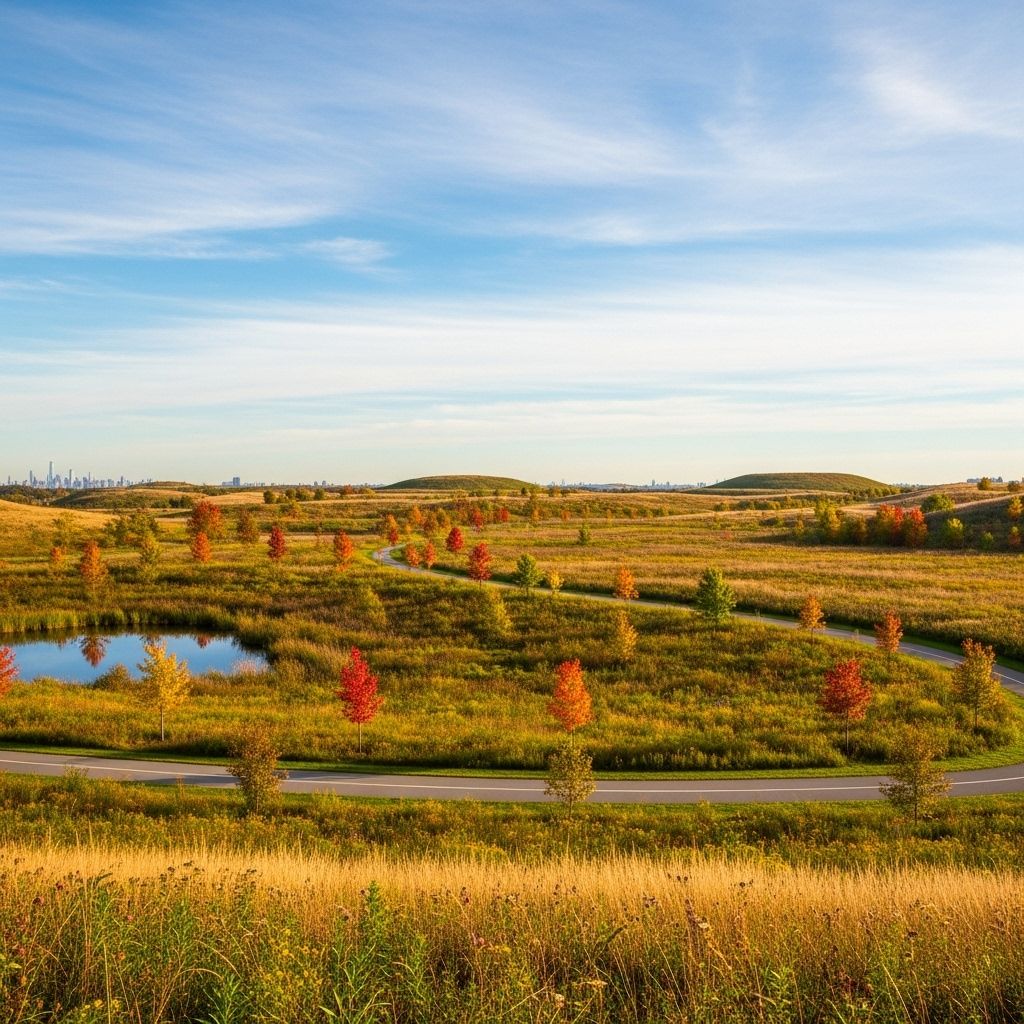 Where engineered hills give way to wetlands, wildflower fields, and a vibrant refuge.