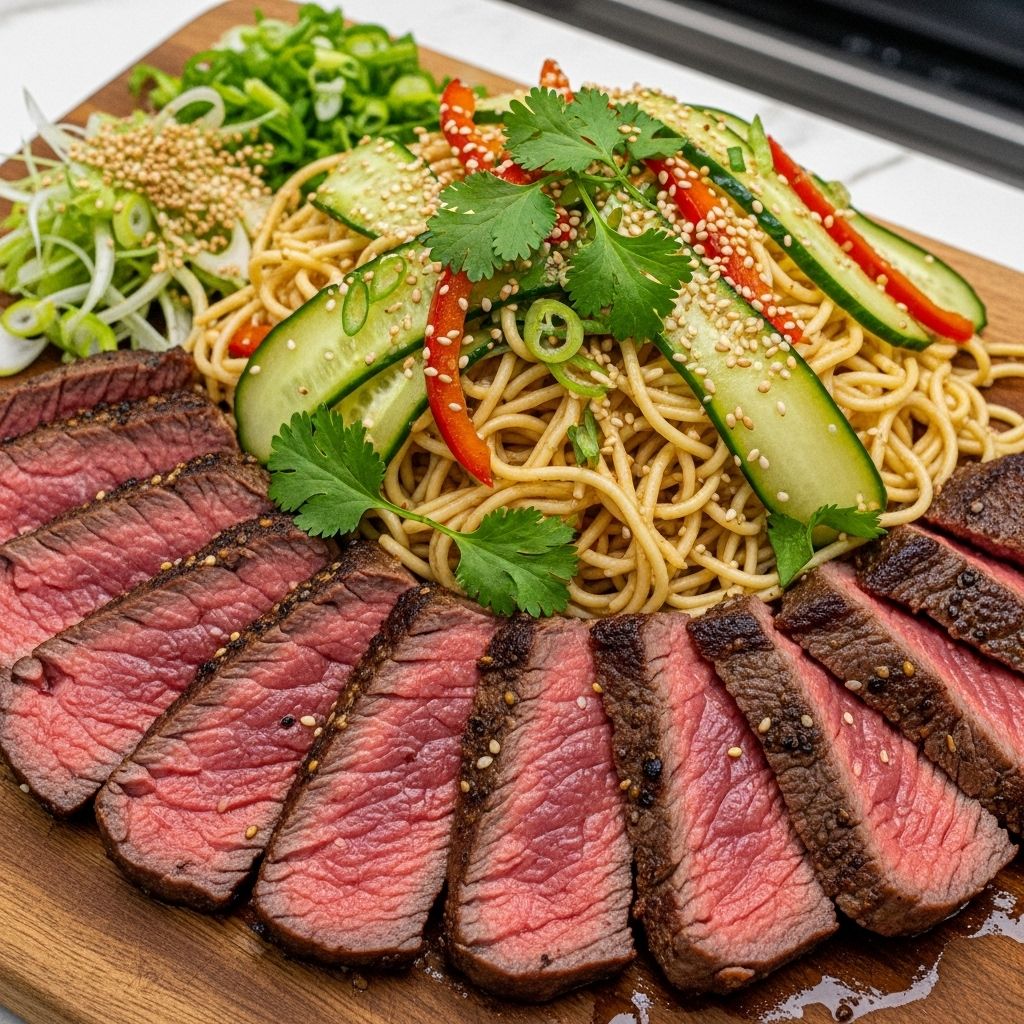 Savor rich meat paired with crisp vegetables and zesty Asian-inspired dressing.