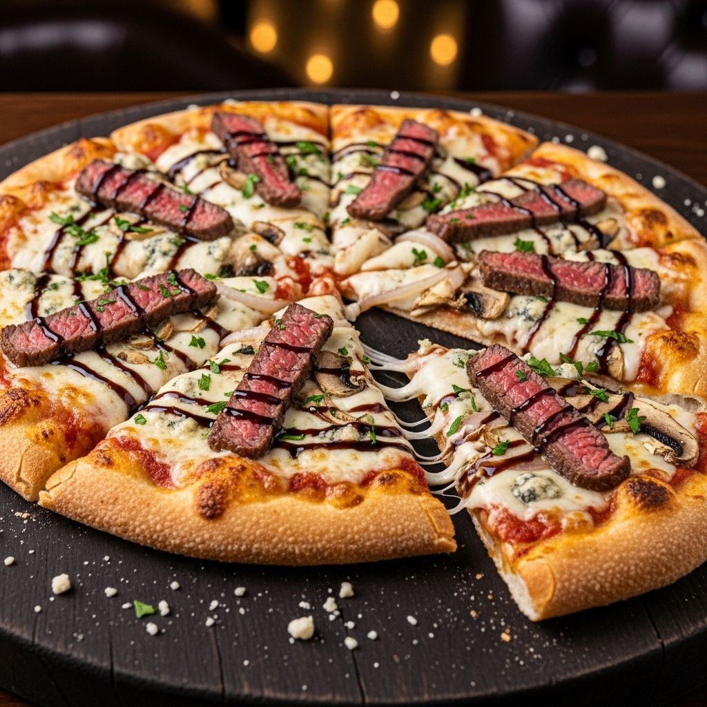 Sweet caramelized onions and beef slices elevate a homemade pie into a delicious feast.