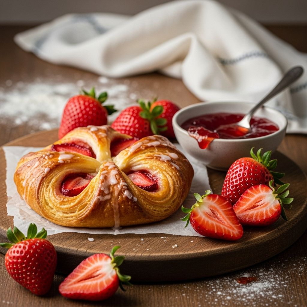 Flaky layers encase a silky cheese filling topped with bright, juicy berries.