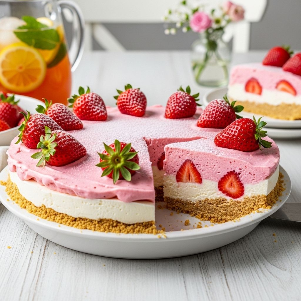 Fruity bursts and creamy swirls atop a crunchy waffle crust for an unforgettable treat.
