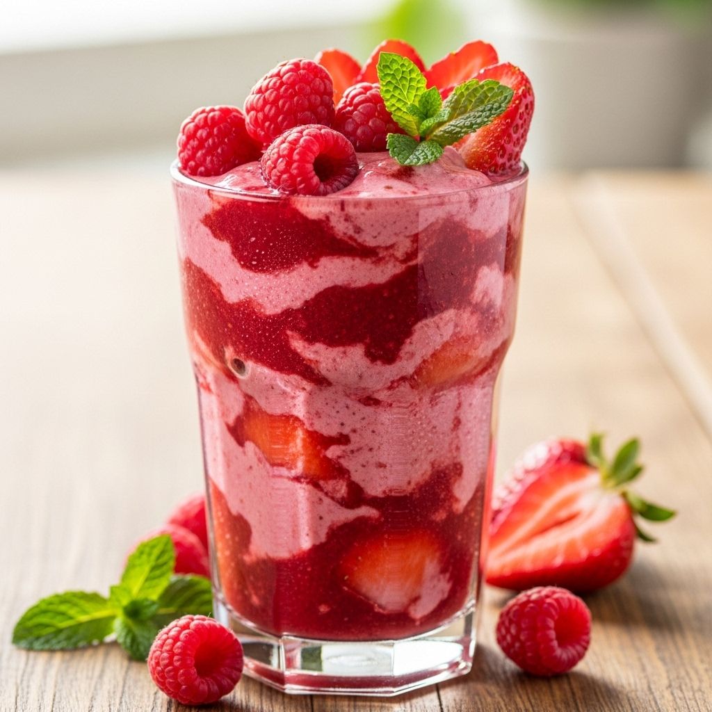 Strawberry Raspberry Smoothie Recipe: A Berry-Packed, Antioxidant-Rich Power Drink A creamy, plant-powered beverage combining natural sweetness with vibrant tart flavors.