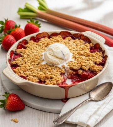 Every bite reveals the perfect harmony of juicy fruit and crunchy oats straight from the oven.