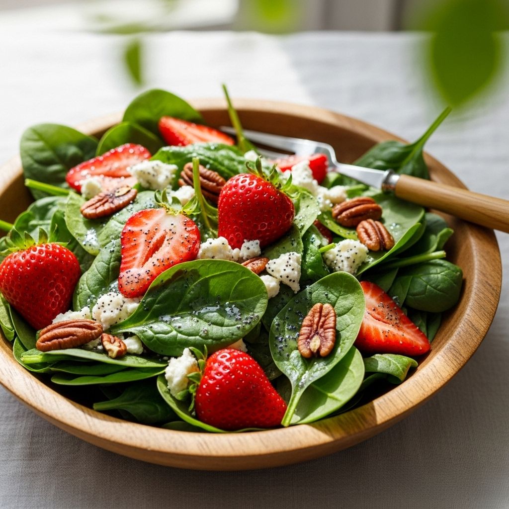 Sweet berries, crunchy pecans, and zesty dressing combine for a satisfying bite.