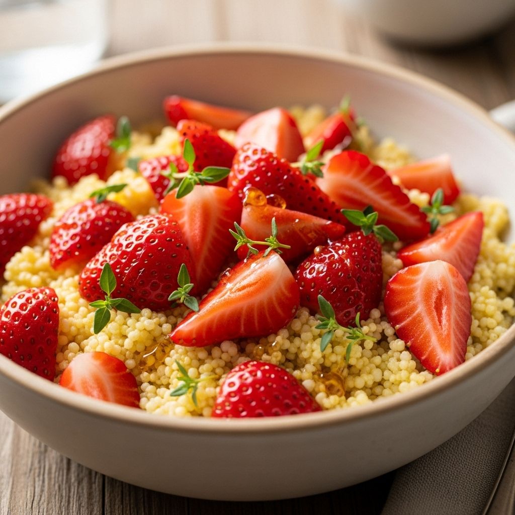 Strawberry-Thyme Millet Bowl: A Nutritious and Flavorful Breakfast Experience a fresh take on breakfast with this vibrant, healthy strawberry-thyme millet bowl—delicious ingredients and nutrition in every bite.