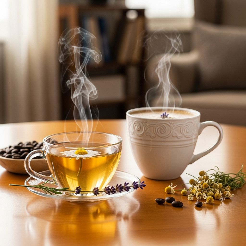 Discover calming teas and coffees that help reduce stress and promote relaxation—perfect for your self-care routine.