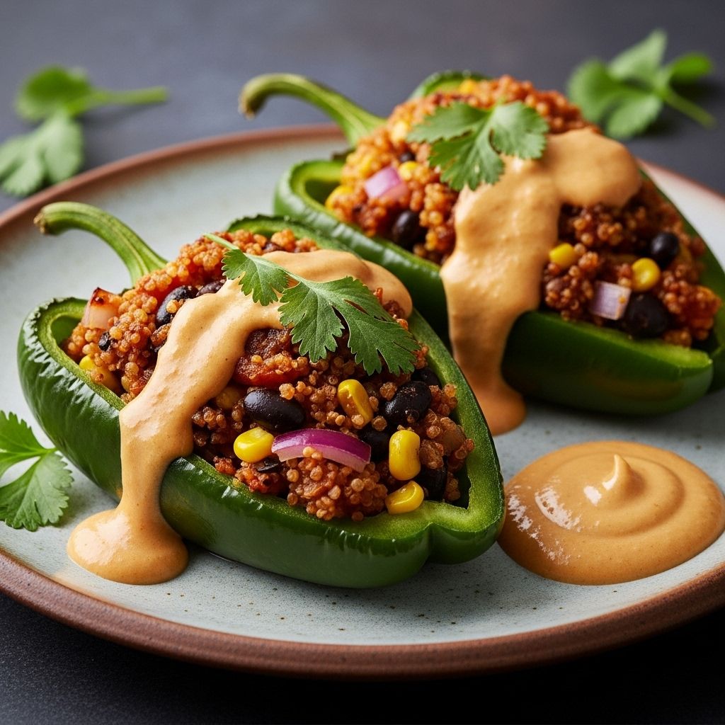 Silky smoky drizzle elevates hearty grain and bean filling for a crave-worthy twist.