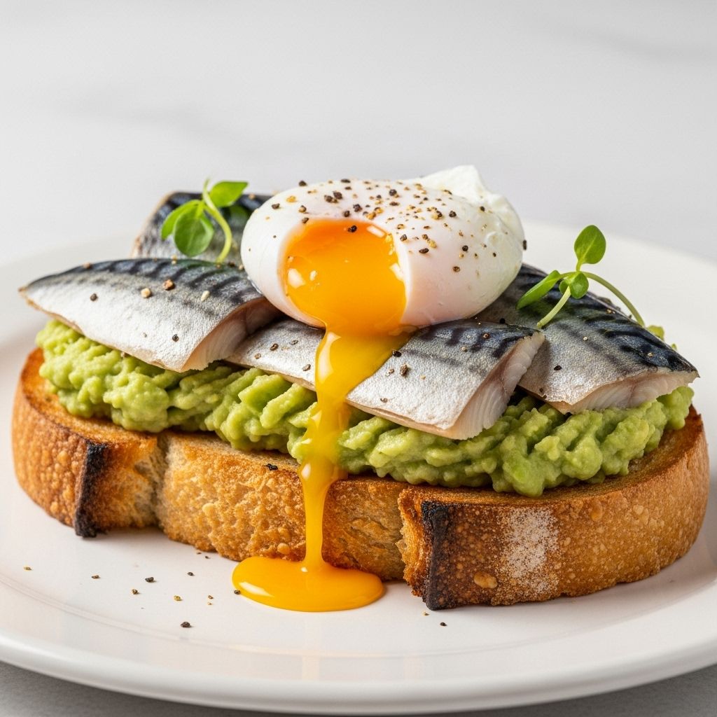 Refresh your mornings with this protein-rich smoked mackerel toast, blending cottage cheese, herbs, and ripe tomatoes for summertime vitality.