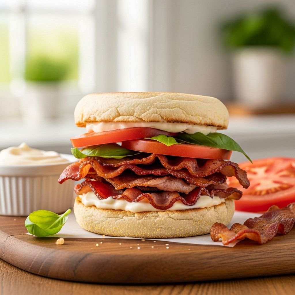 Savory bacon and ripe tomato meet creamy mayo on a muffin for effortless summer bites.