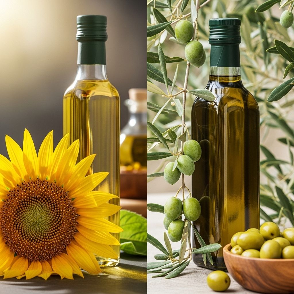 Sunflower Oil vs Olive Oil: Nutrition, Health Benefits, and Best Uses Compared Flavor, smoke point, and oil stability determine the best choice for every dish.