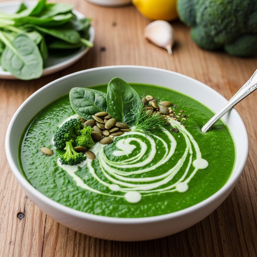 Packed with leafy greens and vibrant flavor, this super green soup is your go-to warming, nutrient-rich meal for any season.