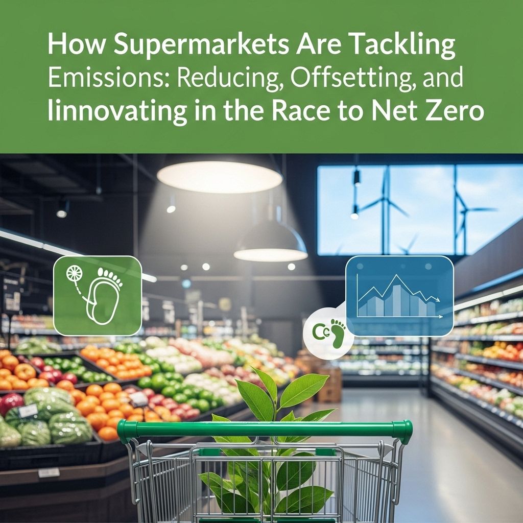 How Supermarkets Are Tackling Emissions: Reducing, Offsetting, and Innovating in the Race to Net Zero As supermarkets confront climate change, they are reducing emissions, offsetting the rest, and reshaping how food reaches shelves.