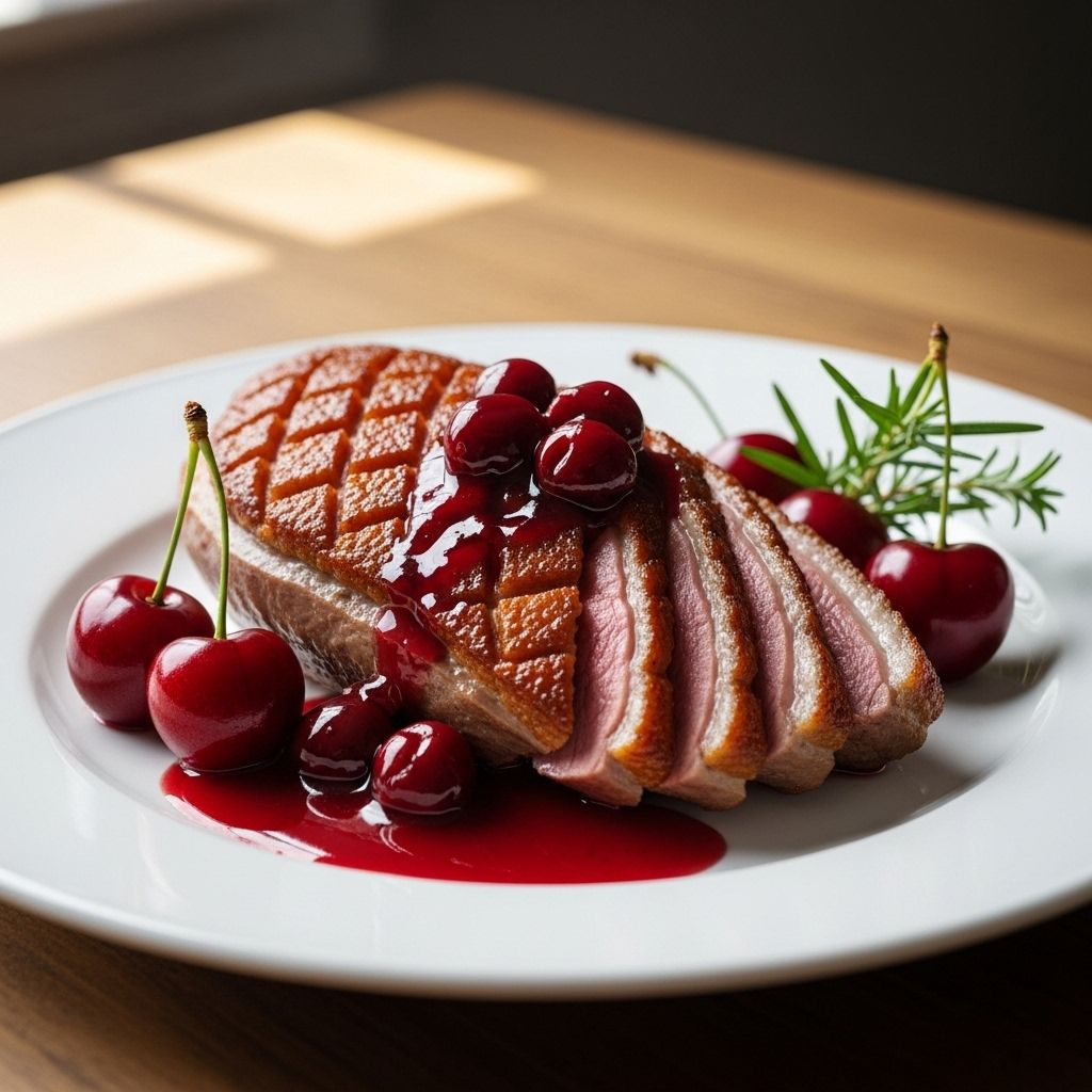 Succulent meat and glossy fruit glaze deliver restaurant-quality elegance at every bite.