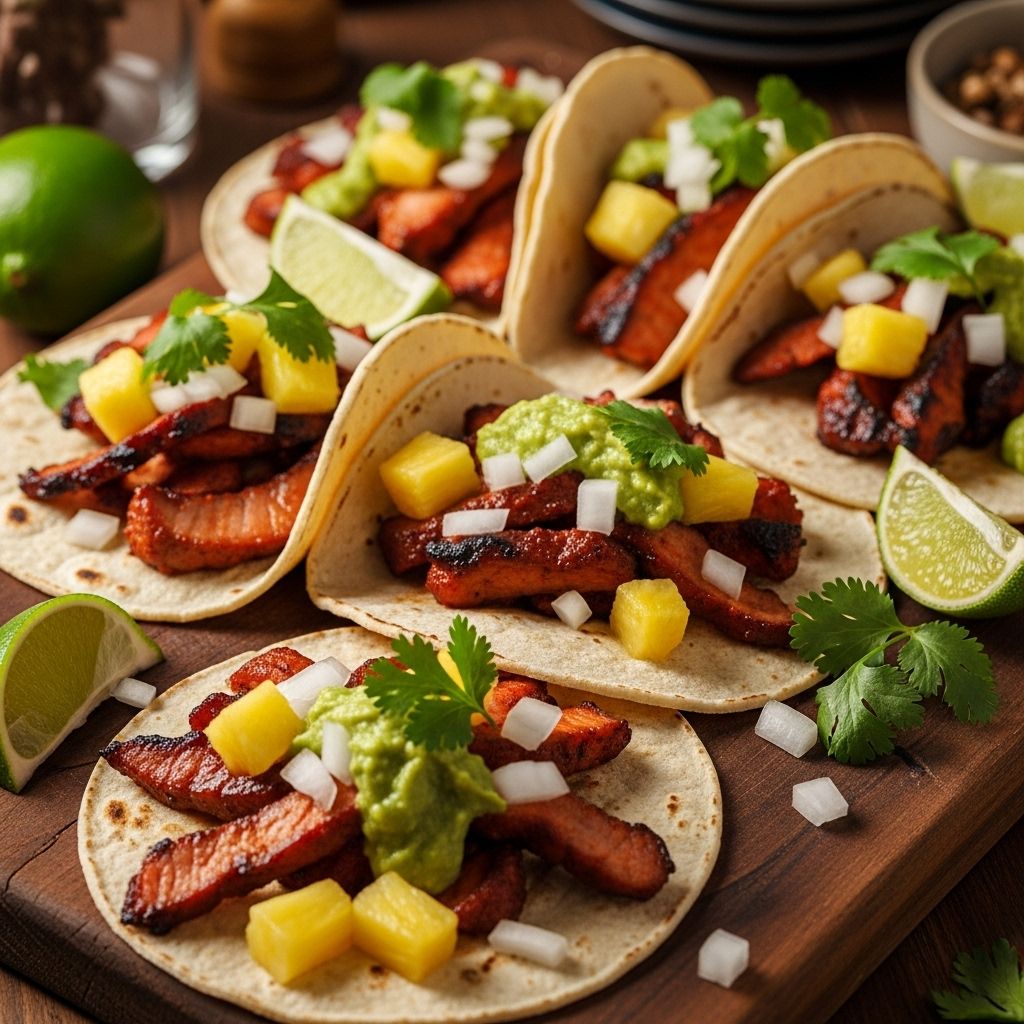 Charred pineapple and chili-spice layers bring tender, caramelized tortillas to life.