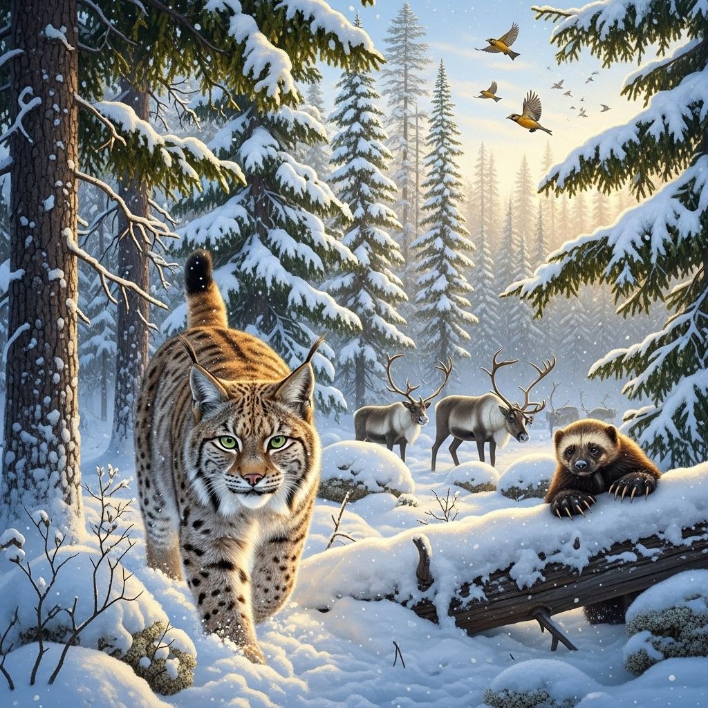 Explore the unique adaptations, habits, and ecological roles of the taiga's most remarkable animal residents.