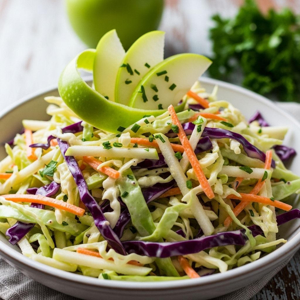 Crunchy fruit and crisp veggies blend with zesty vinegar for a bright accompaniment.