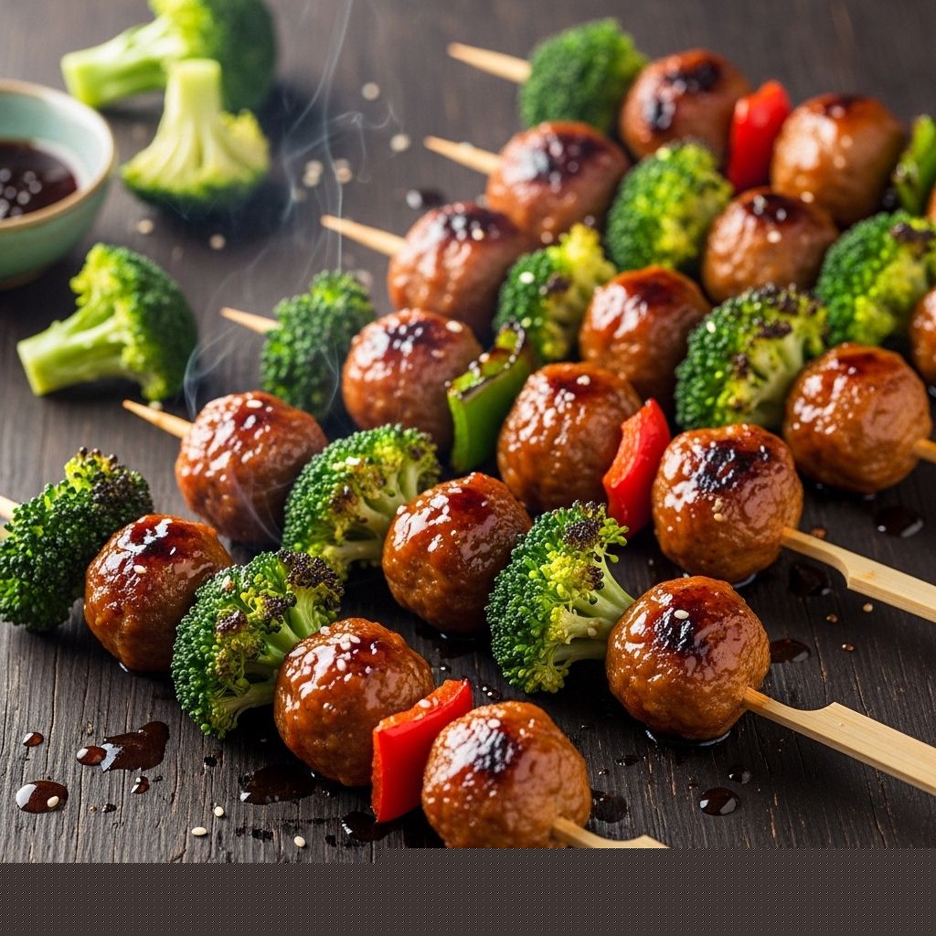 Sweet-savory glaze transforms morsels and veggies into an easy crowd-pleasing dish.