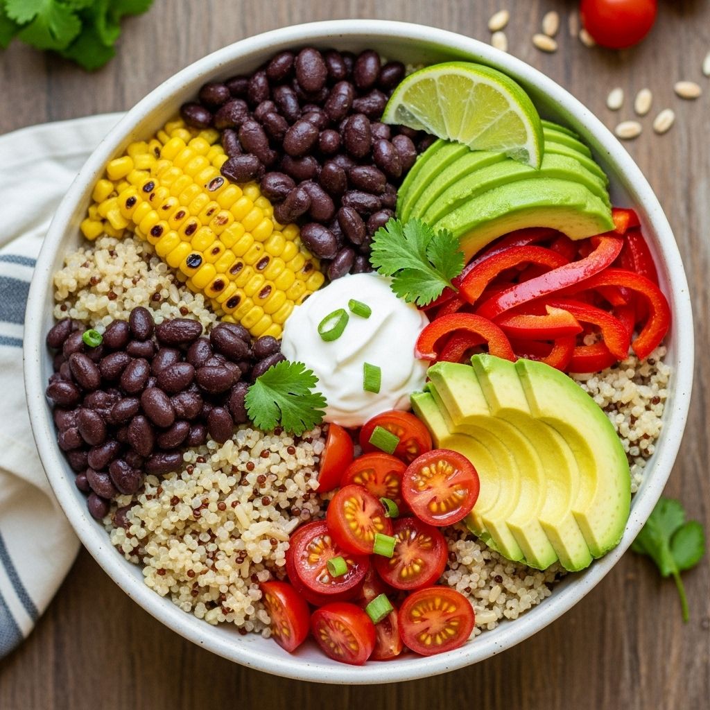 Roasted roots, creamy avocado, and tangy toppings make dinner a colorful delight.