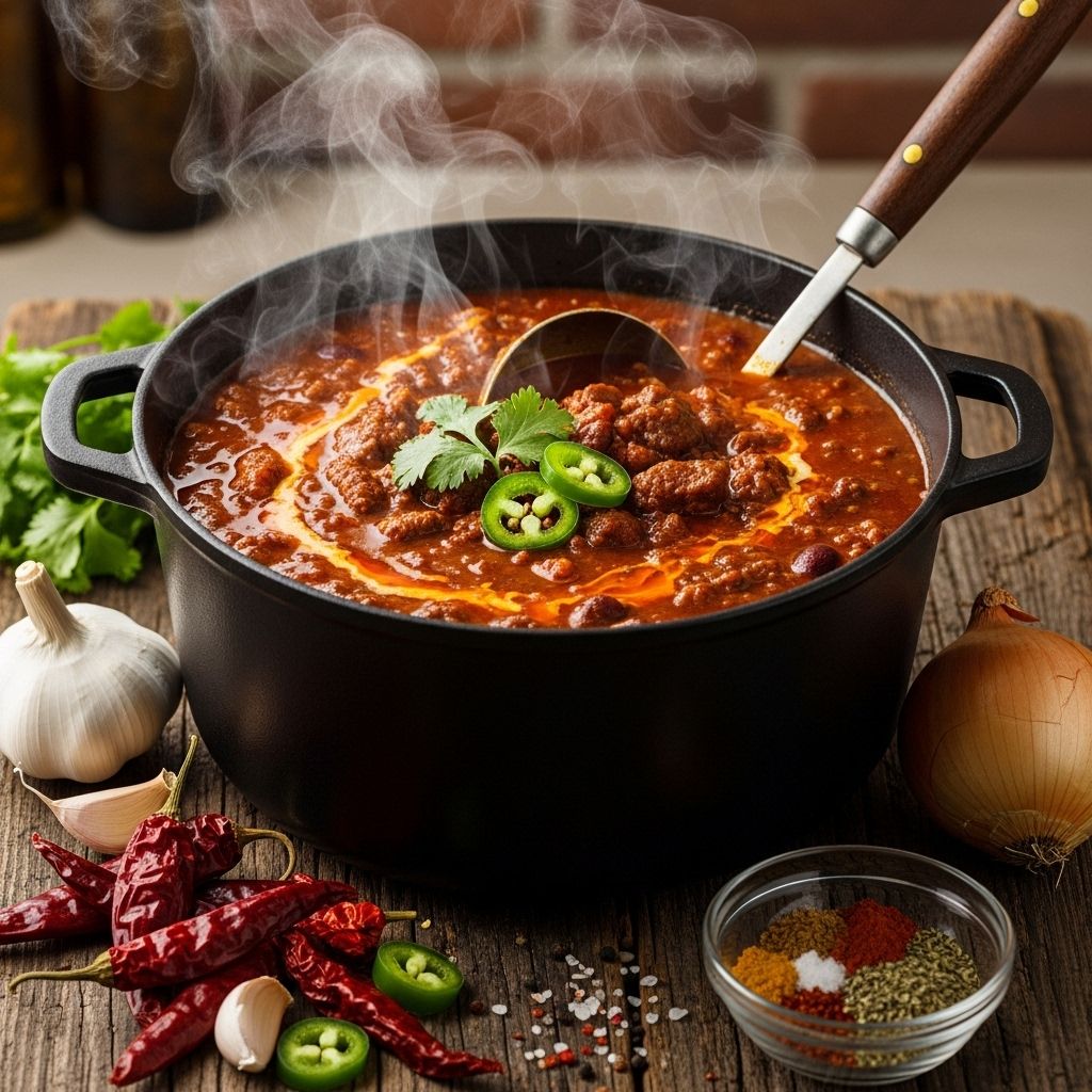 A savory blend of smoky peppers and tender beef adds bold depth to each rich mouthful.