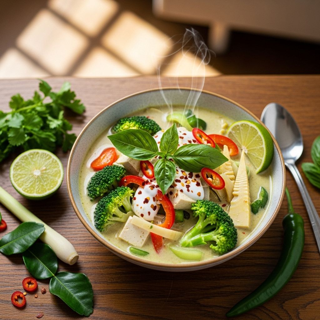 Discover a flavorful Thai green curry soup loaded with nourishing vegetables, a touch of coconut milk, and aromatic spices—easy, healthy, and perfectly comforting.