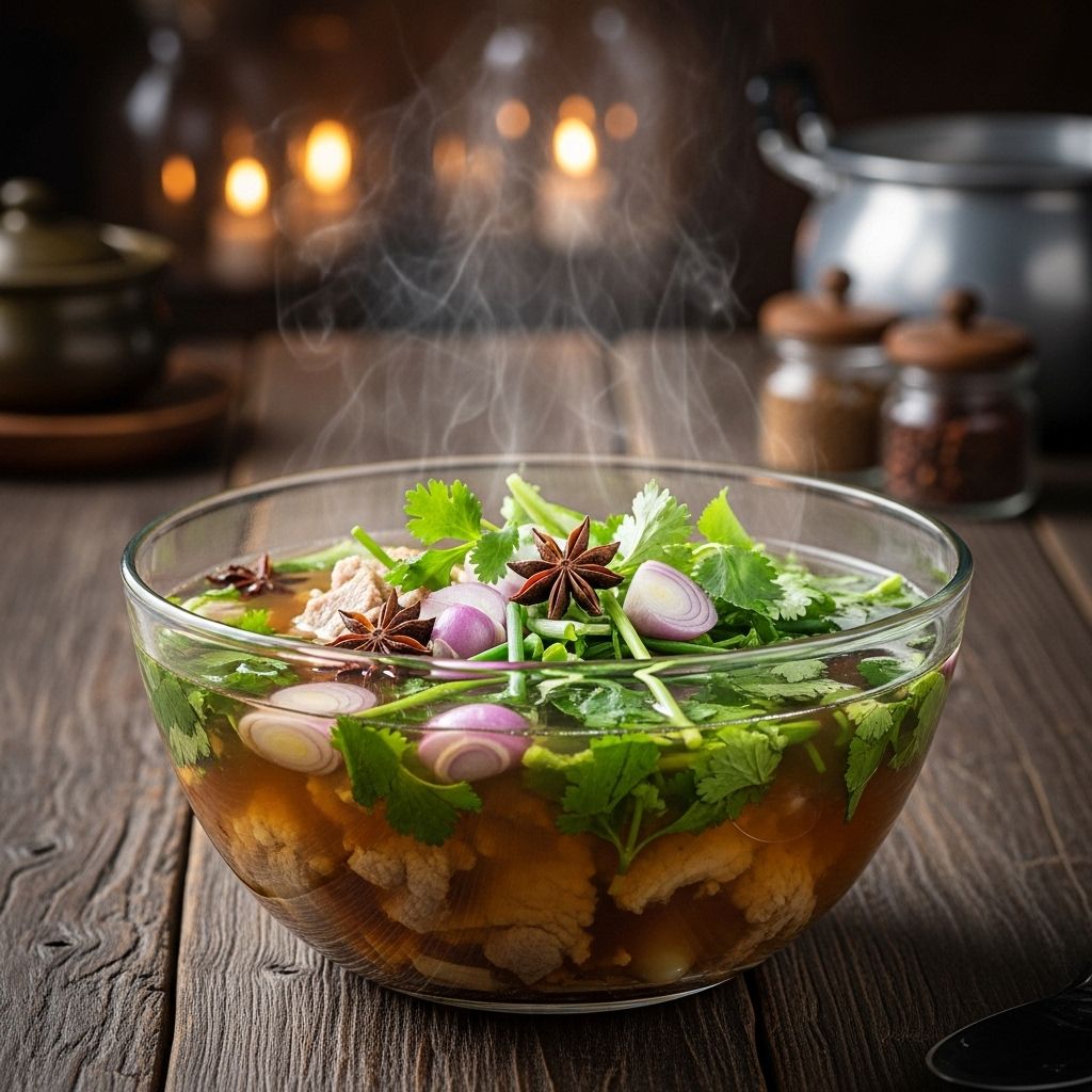 Mastering Thai Pork Stock: Foundation of Authentic Thai Soups Use precise techniques to coax pure, nuanced flavors that become the heart of every soup.