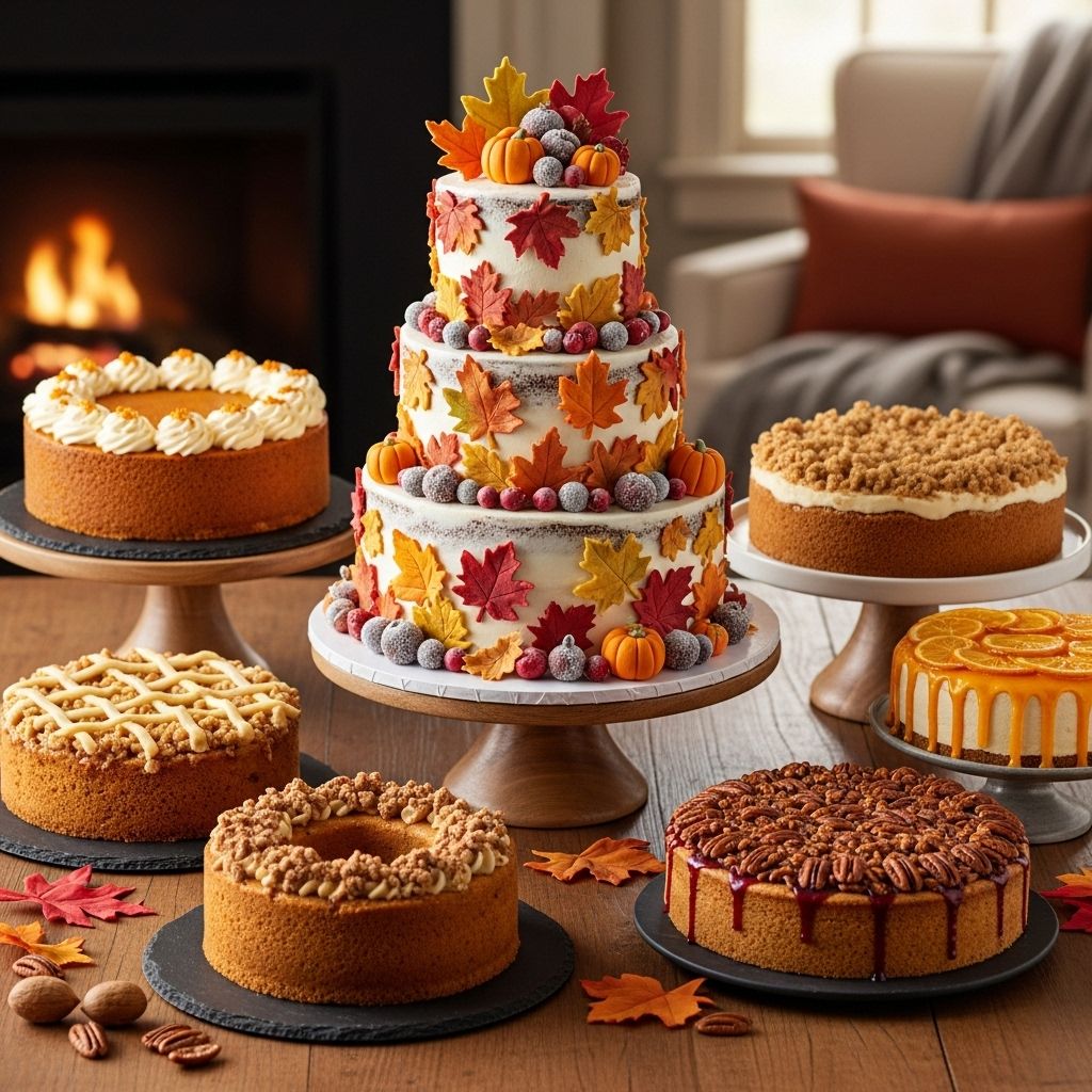 Seasonal spices and rustic decorations turn desserts into festive showstoppers.