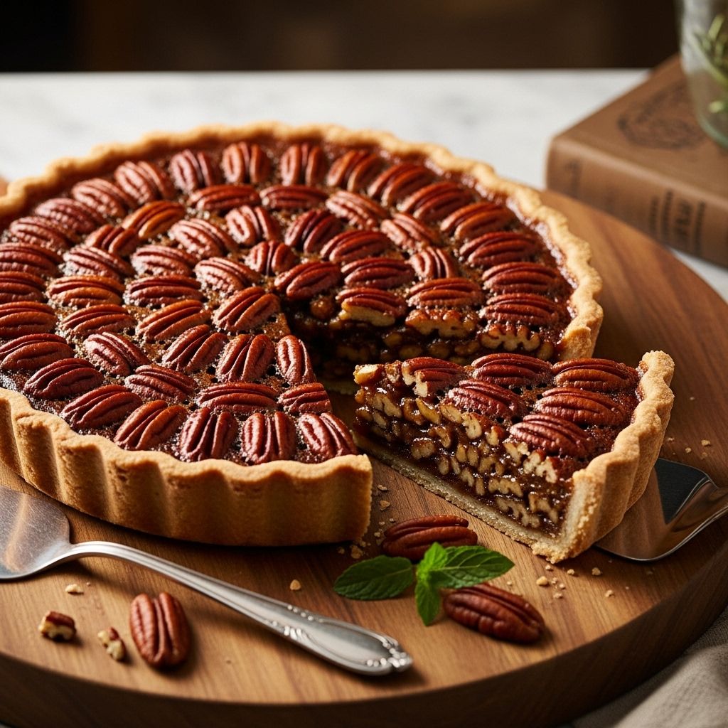 Experience the ultimate holiday pie with balanced sweetness, crisp nuts, and flaky crust.