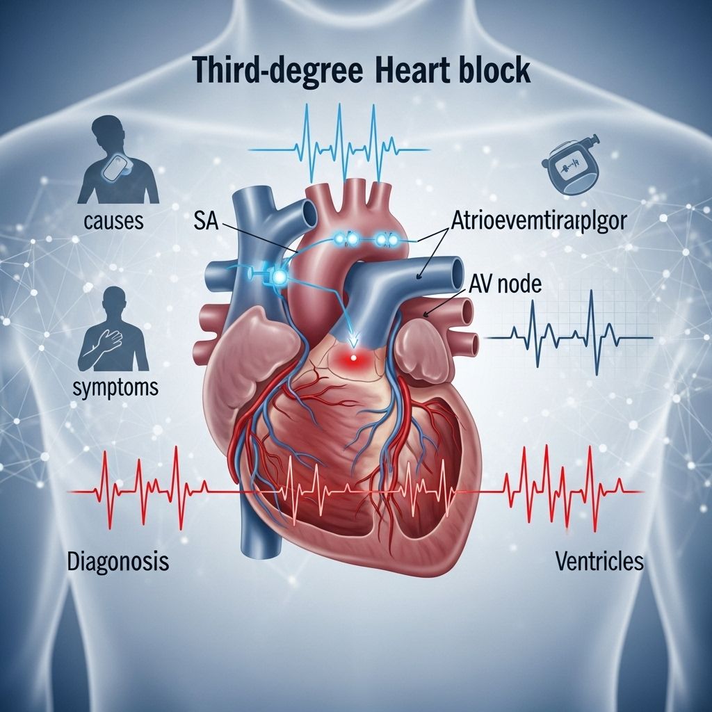 Understand the most serious form of heart block — how it occurs, is diagnosed, and treated, plus key symptoms and risk factors.