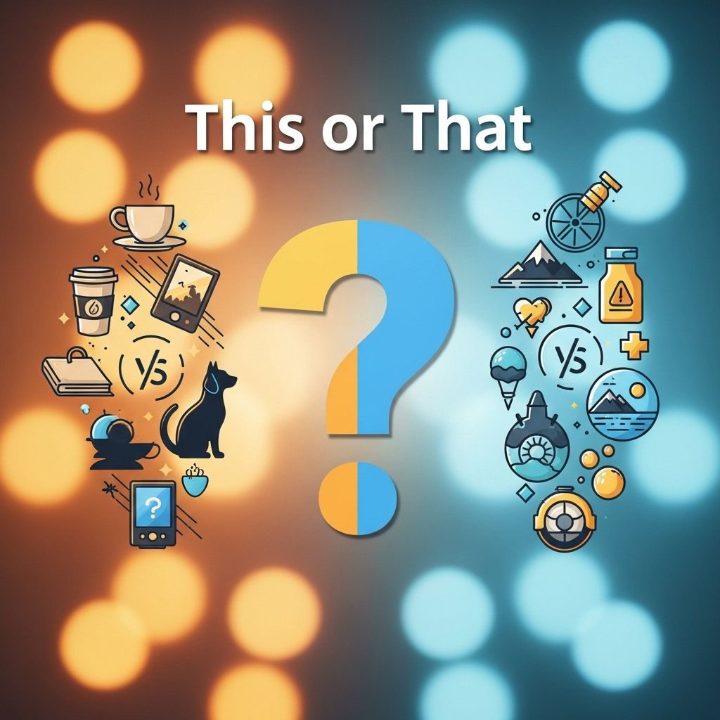 200+ Fun and Engaging This or That Questions for Every Occasion Small choices spark laughter and meaningful connections in every social setting.