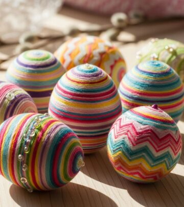 Handcrafted string shells add vibrant texture and creative flair to your spring display.