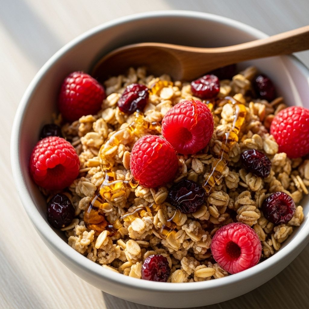 Crunchy golden grains meet silky creaminess and juicy berries in every spoonful.