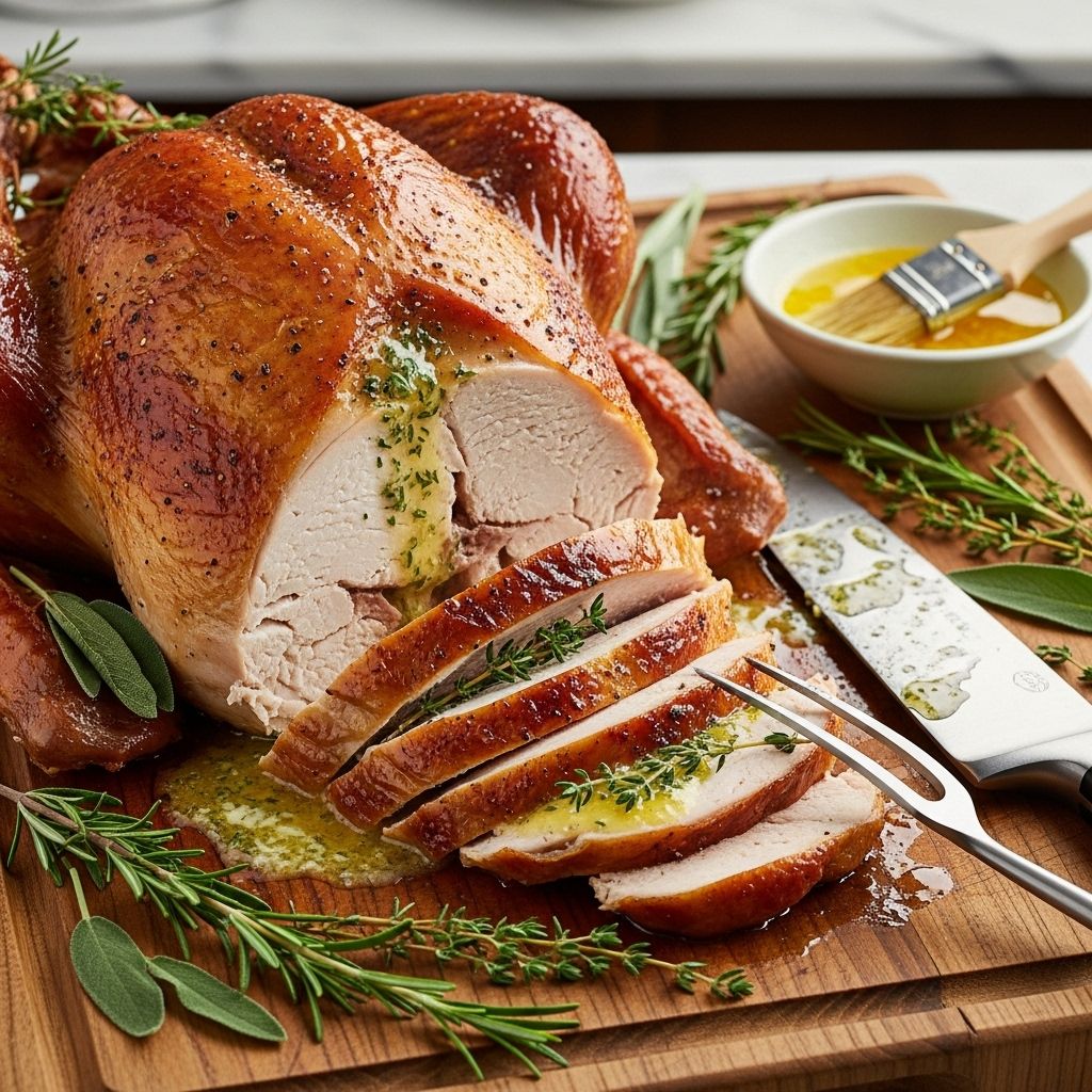 Air-drying and herb butter ensure crisp skin, moist slices, and intensely savory flavor.