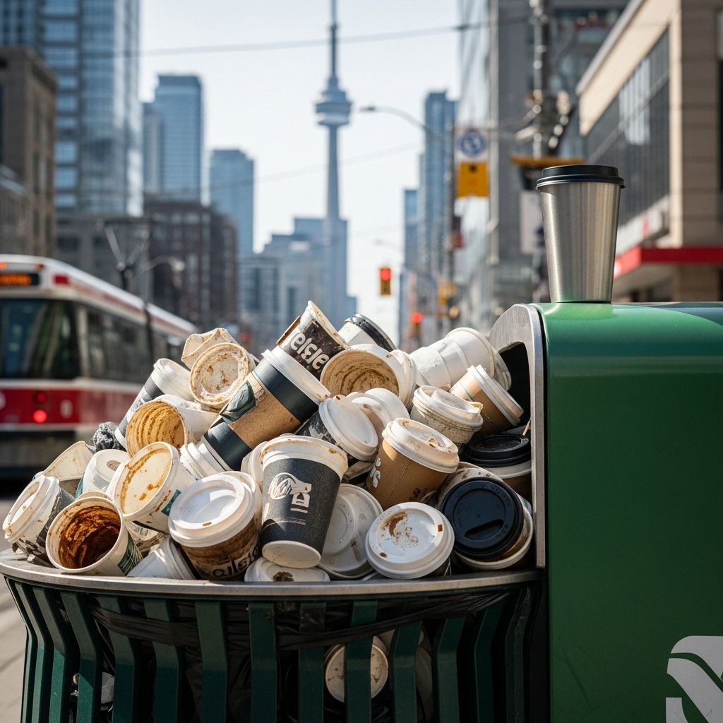 The Disposable Coffee Cup Crisis: Toronto’s Response and the Shift Towards Sustainable Change Examining Toronto’s fight against disposable coffee cup pollution, cultural shifts, and sustainable solutions.