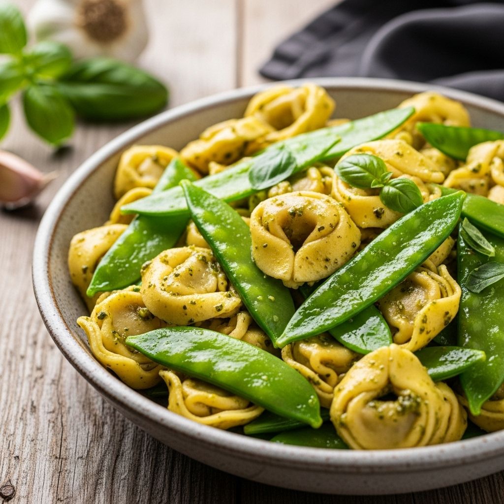 Elevate your weeknight dinners with this vibrant tortellini and pesto snow peas—fast, nutritious, and full of flavor.