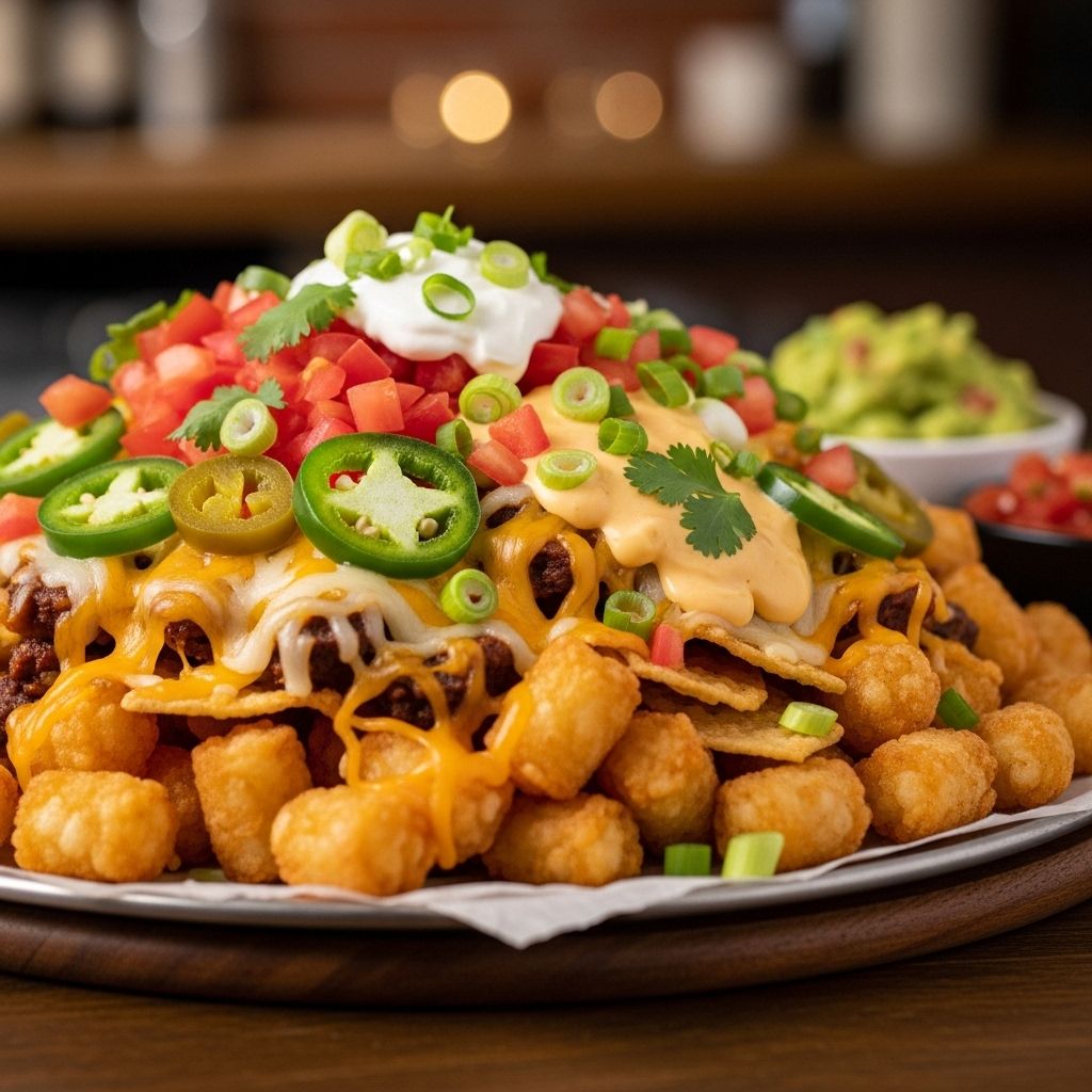 Totchos: The Ultimate Guide to Tater Tot Nachos with Cheese Sauce, Salsa, and Chorizo Golden bites drenched in gooey cheese, spicy chorizo, and zesty salsa redefine snacking.