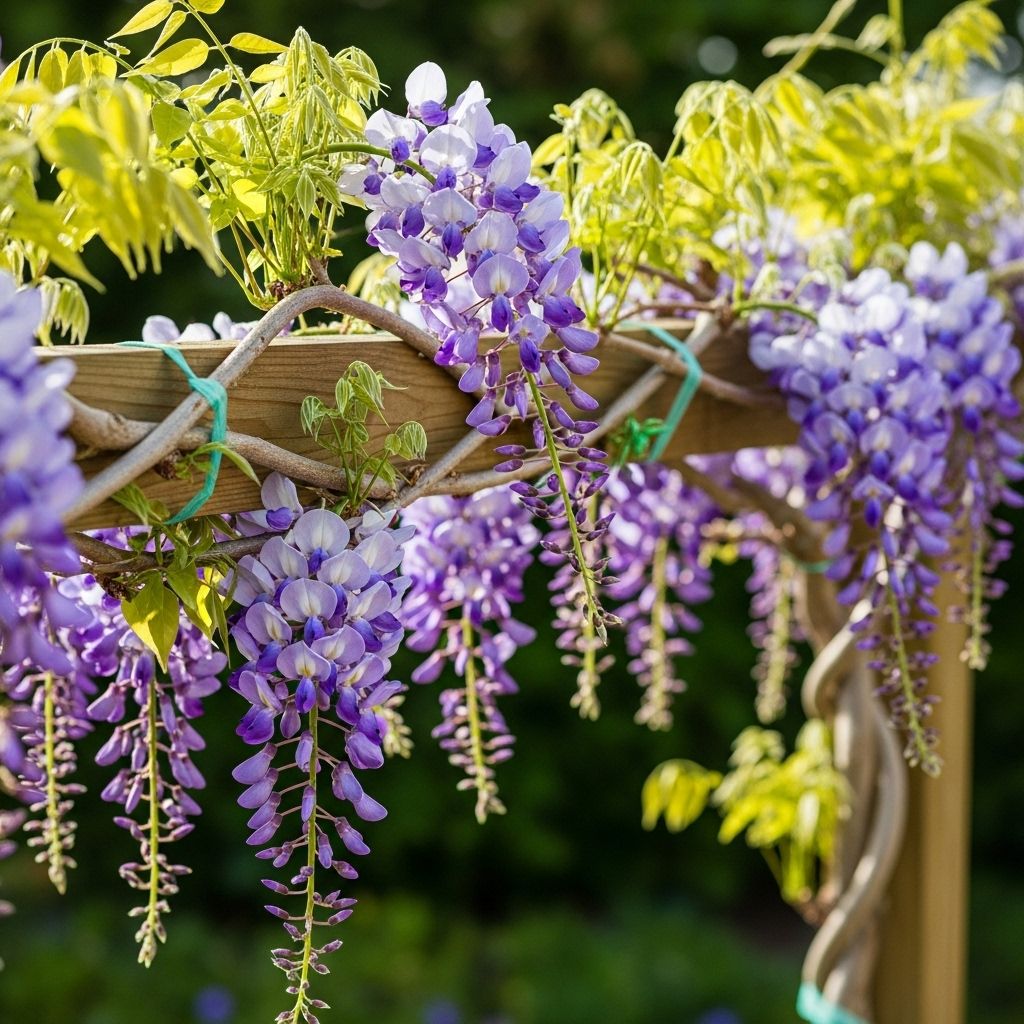 Ensure cascading blooms without chaos by establishing strong supports and routine pruning.