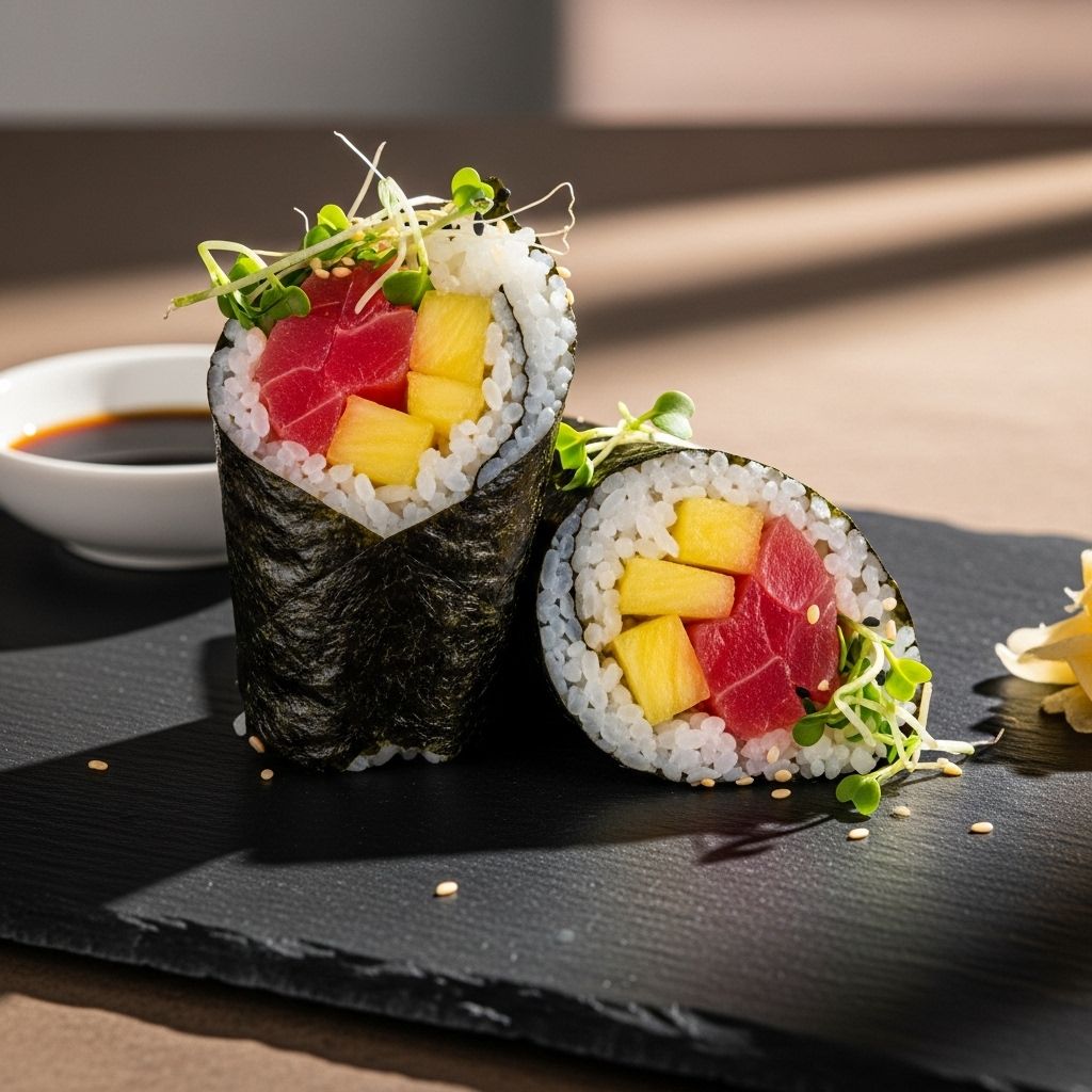 A colorful, protein-packed hand roll recipe with tuna, pineapple, and avocado—the perfect fusion of flavor, nutrition, and ease.