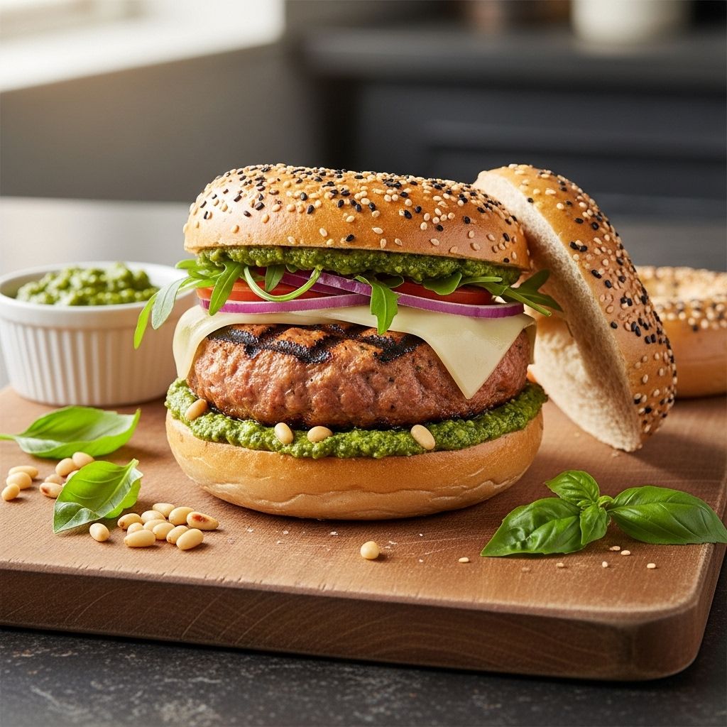 Lean turkey and everything bagel unite with creamy pesto for a flavorful sandwich twist.