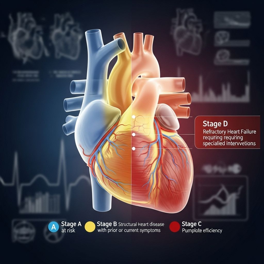 Explore the many forms and progression stages of heart failure, their key characteristics, and recommended treatment strategies.