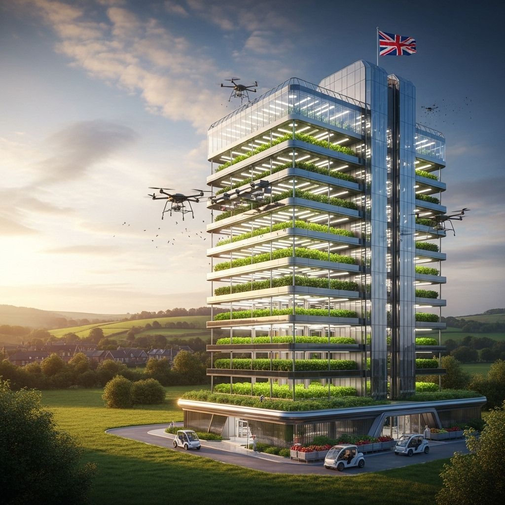 A four-acre, high-tech vertical farm in Norfolk aims to revolutionize food production, boost resilience, and transform sustainable farming in Britain.