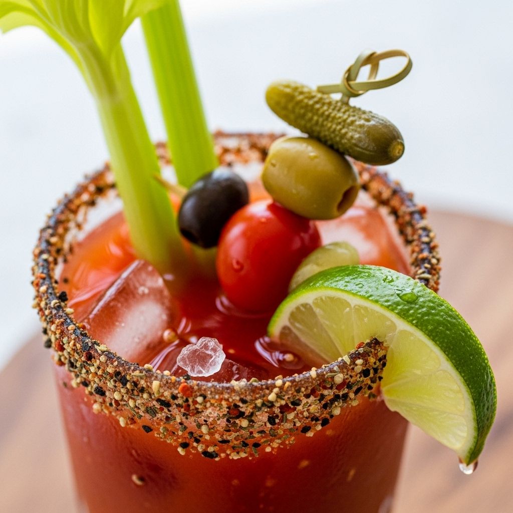 A savory salt rim that adds spice and crunch to your morning beverages.
