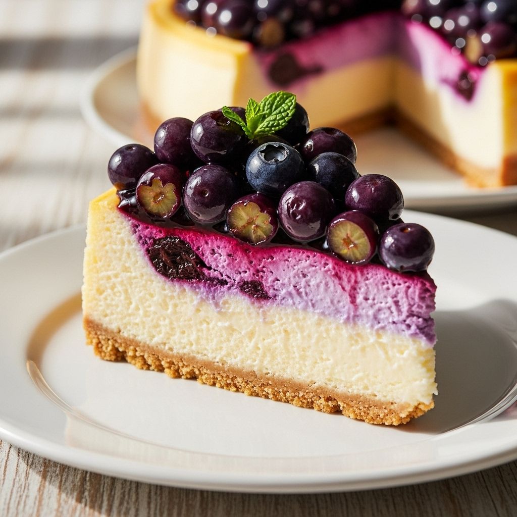 Lemon zest and a water bath yield a silky, crack-free cake with juicy berry topping.