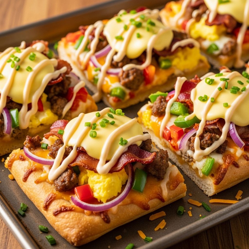 Bacon, eggs, and melted cheese on a flaky crust transform brunch into a simple delight.