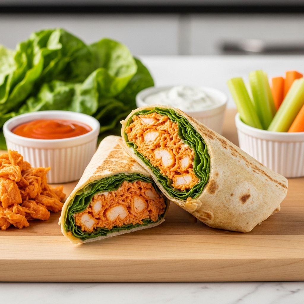 Creamy ranch and crisp veggie slaw soften fiery sauce for a satisfying, crunchy lunch.