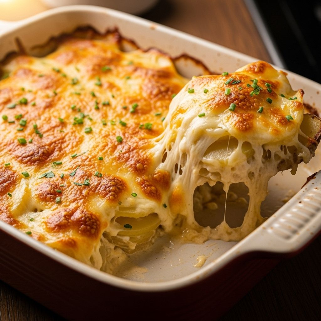 Layered with tender potatoes and rich sauce for a side dish everyone loves.