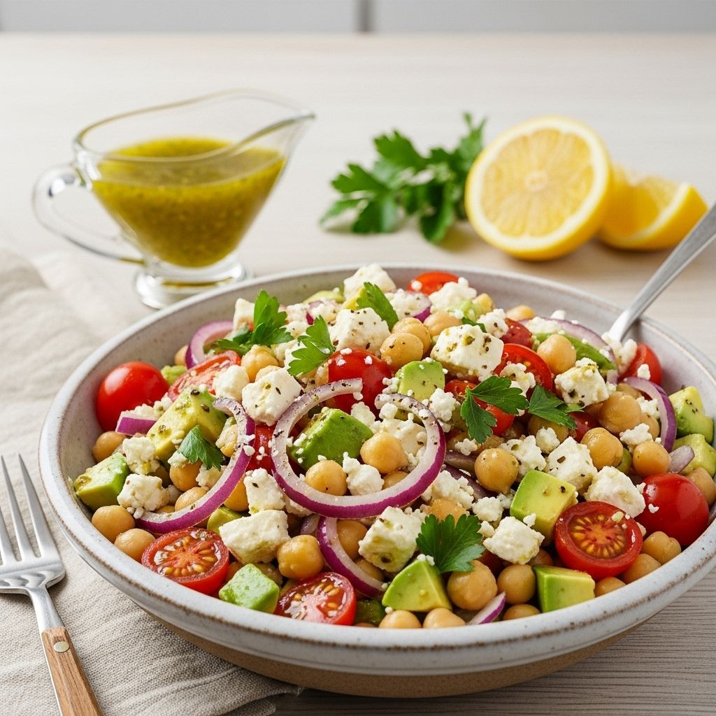 A colorful mix of fresh herbs and crunchy veggies brings bold flavor to every forkful.